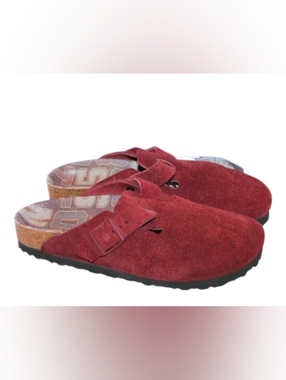 Birkenstock Boston Suede Clog in the Zinfandel (red/maroon) colorway Men 6 Wmn 8
